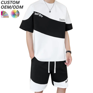 Conjunto de Camiseta y Pantalón Corto de Dos Piezas para Hombre, Informal, de Punto, Transpirable, de Algodón, para Verano, Estilo Urbano, con Logotipo Personalizado Serigrafiado, OEM - Product Image 6
