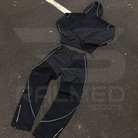 Survêtement coupe-vent 2 pièces, veste zippée et pantalon, lignes réfléchissantes, 100% nylon, logo personnalisé, survêtement surdimensionné pour hommes