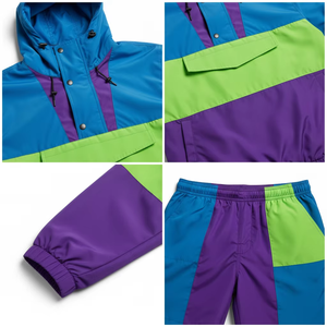 High quality <b>Men's</b> Custom Color-Blocking <b>Jacket</b> and Shorts Set Nylon Zipper Windbreaker OEM Sports Plus Size <b>Men's</b> Sets - Product Image 6