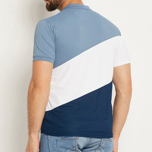 Polo à manches courtes en tricot pour homme, style décontracté, bleu et blanc, faible MOQ, polos pour homme - Product Image 3