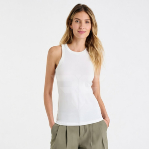 Women's Tank Top O-Neck Slim Fit Breathable Cotton Polyester Blend Casual Plain Dyed Blank Sleeveless T-Shirt for Women - Product Image 1