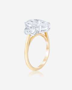 Bague de fiançailles en or massif 14K 18K avec trois pierres, diamant cultivé en laboratoire certifié IGI CVD HPHT, pour femmes, vente en gros - Product Image 3