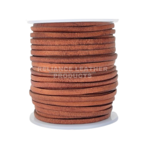 Cordón de Cuero Plano Reliance de 3mm/4mm/5mm, Marrón Antiguo/Vintage, Accesorios para Collares de Cuero Vacuno - Product Image 1