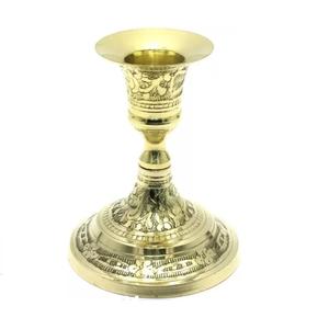 Porte-bougie antique en laiton artisanal, finition dorée polie, pour centre de table à la maison, bureau et restaurant - Product Image 3