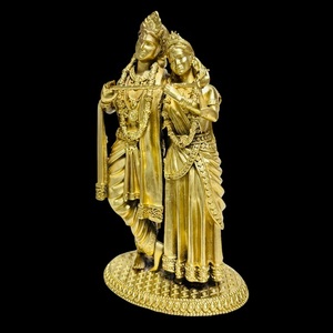 Exquisito Obsequio Tradicional de Radha Krishna Plateado en Plata, Ídolo Divino de Metal Premium para el Hogar, Templo, Interiores, Bodas, Diwali - Product Image 4