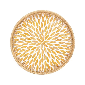 Rattan Mother Pearl <b>Storage</b> Trays Set Classic Design <b>Stackable</b> Polished Finish Shape Table Neatening Organization Sustainable - Product Image 2
