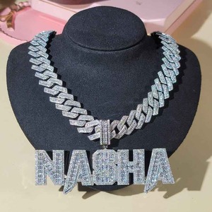 Customizable Sterling <b>Silver</b> Iced Name Necklace Moissanite Diamonds Brilliant Cut Luxury Pendant Unisex Everyday Wear Pendant - Product Image 3