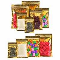 Pochette plate à fermeture éclair métallisée imprimée sur mesure, sac à trois soudures latérales pour l'emballage de bonbons et confiseries avec fenêtre transparente