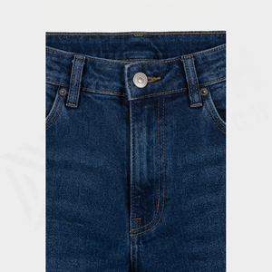 Jean en denim coupe droite délavé foncé pour homme, taille mi-haute, coupe classique, en coton, style décontracté, pantalon d'automne - Product Image 4
