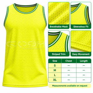 Cosh International Sorority Sisterhood <b>Neon</b> Yellow Mesh Basketball Jersey Round Neck Tank <b>Top</b> Breathable Sleeveless Sportwear - Product Image 6