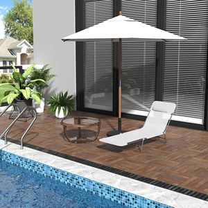Sdraio a 5 Livelli Regolabili in Rete, Colore Bianco Crema, Traspirante per Spiaggia e Patio - Product Image 2