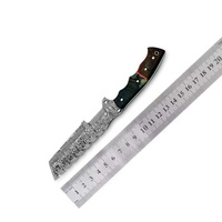 Couteau de traqueur Dustline Commodities en acier Damas, bord lisse, manche noir, outil multifonctionnel pour le camping en extérieur, 150g, garantie 1 an