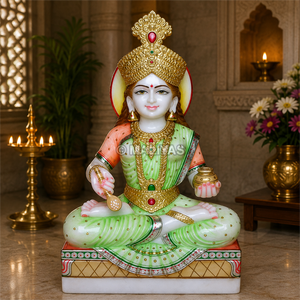 Marble Annapurna Statue | Handcrafted White Marble Annapurna Devi Murti | Premium Goddess Idol | MALIYAS India - Product Image 1