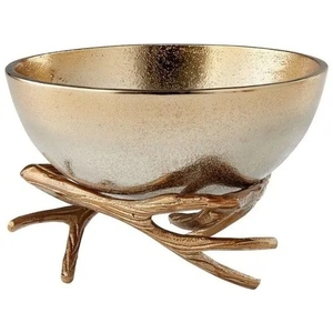 Bol noir de luxe sur socle en branche de corail dorée, centre de table décoratif, récipient de rangement pour fruits pour hôtel - Product Image 2