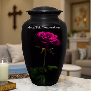 Urna Funeraria de Metal Premium, Urna para Cenizas de Aluminio Hecha a Mano, Recipiente Duradero para Cenizas de Adultos, Elegante Florero Conmemorativo con Diseño Floral - Product Image 6