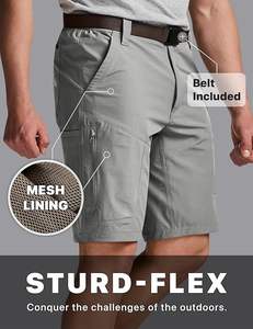 กางเกงขาสั้นคาร์โก้ผู้ชาย แห้งเร็ว ยืดหยุ่นได้ เหมาะสำหรับเดินป่า น้ำหนักเบา กันน้ำ ใช้ได้ทั่วไป ใส่เล่นกอล์ฟ และกิจกรรมกลางแจ้ง มีกระเป๋า - Product Image 4