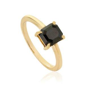 Anillo Solitario de Diamante Negro en Oro Amarillo Sólido de 14K, Nuevo y Más Vendido, para Unisex, Piedra de Nacimiento de Abril, Joyería de Moda para Damas - Product Image 3
