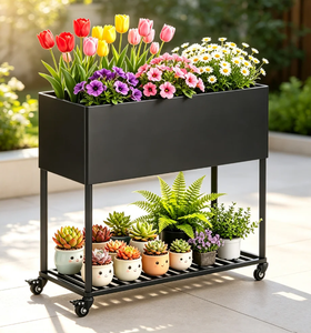 Macetero Metálico Moderno con Ruedas, Rectangular, para Interiores y Exteriores, para Decoración de Hogar, Jardín y Balcón - Product Image 4