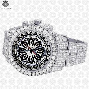 Charm Jewells Men's Luxury Stainless Steel Chronograph <b>Watch</b> 43mm Round Case Sapphire Crystal <b>Diamond</b> Bezel Mechanical Movement - Product Image 4