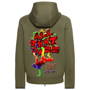 Sudadera con capucha beige con cremallera completa y arte de grafiti, gráficos llamativos y coloridos, estilo urbano moderno, tela con expresión, tendencia moderna, atractiva. - Product Image 6