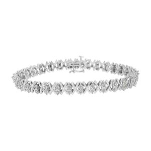 Bracciale Tennis X-Link con Diamanti 1.0 Cttw, Montatura Miracle-Set, in Argento Sterling .925, Colore I-J, Purezza I3, Bracciali a Catena e a Maglie alla Moda - Product Image 1