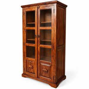 Wooden Modern Rectangle Display <b>Cabinet</b> Glass Doors <b>Tall</b> Storage Bookcase for Living Room Furniture Handcrafted Curio <b>Cabinet</b> - Product Image 6
