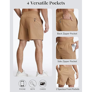 Shorts décontractés basiques en coton pour hommes, taille élastique, couleur unie, pour l'été, OEM, personnalisation de marque, vente en gros - Product Image 4