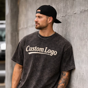 T-shirt Homme Vintage Oversize 100% Coton Lourd 320 GSM avec Impression Personnalisée du Logo – Modèle 2026 - Product Image 2