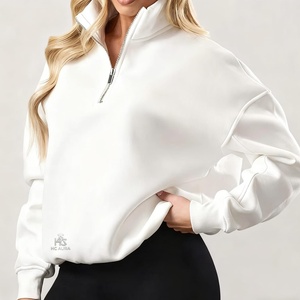 Sudadera de cuello alto oversize de algodón polar de color blanco prémium, estilo urbano, holgada, informal de invierno, personalizada, la más vendida - Product Image 2