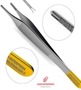 Pinzas Adson Marrones para Tejidos, con Dientes Serrados de Carburo de Tungsteno 7x7, Pinzas Quirúrgicas de Pulgar, Instrumento Médico de Acero Inoxidable - Product Image 1