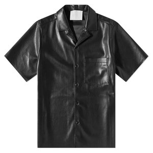 New Arrival Wholesale Price High Quality Breathable <b>Half</b> Sleeve Genuine Leather Made <b>Button</b> Closure <b>Shirts</b> - Product Image 4