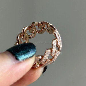 14K <b>Gold</b> Plated Children's Zircon Round Brilliant Cut Hip-hop Inspired <b>Cocktail</b> <b>Ring</b> Filled Iced Link Chain Rose <b>Gold</b> Brass IGI - Product Image 5