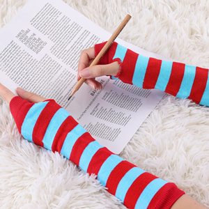Manchons de bras rayés rouge et bleu unisexes pour adultes, respirants, tricotés, pour le cyclisme et les activités de plein air - Product Image 5