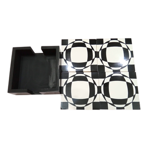 Ensemble de 4 dessous-de-verre en résine moderne avec motif de ballon de football, avec support, pour thé, café, avec logo personnalisé, haute qualité - Product Image 3