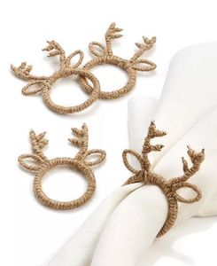 Handmade Jute Deer Head Napkin Rings Set 3Pcs Vintage <b>Table</b> Decoration Home Use - Product Image 1