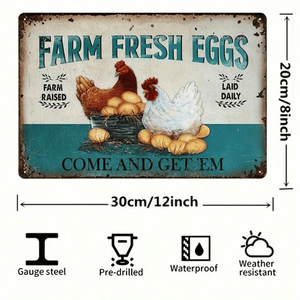 CIFbuy Plaque murale vintage rustique en aluminium 8x12 pouces, motif poulet de ferme, pour décoration murale en bois (TikTok pour service de sélection Temu) - Product Image 2