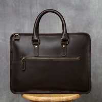 Sac messager pour ordinateur portable en cuir véritable vintage de haute qualité, fermeture éclair, grande capacité, imperméable, léger, pour hommes, bureau, polyester