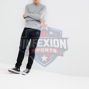 <b>Men's</b> Grey Crew Neck Sweatshirt Regular Fit Knitted Cotton <b>Pullover</b> Casual Solid Color Autumn Wear - Product Image 4