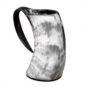 B.S. INTERNATIONAL Natural Crafts Drinking Horn Mug Bamboo Lid Custom Logo Reusable Eco-Friendly American Style Dishwasher Beer - Product Image 5