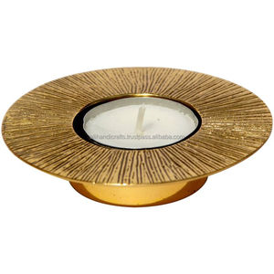 Flat Packaging Vintage Metal Leaf <b>Tealight</b> <b>Holder</b> - Solid Brass <b>Tealight</b> Stand Factory Export India - Product Image 2