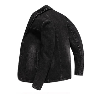 Veste en jean noire classique pour homme – Veste en jean en coton élégante pour homme, parfaite pour les tenues décontractées et le streetwear - Product Image 4