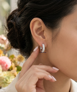 Pendientes de Aro de Lujo para Mujer, Plata de Ley 925, Chapados en Oro Rosa, con Moissanita de Corte Brillante y Perla de Agua Dulce, para Boda - Product Image 2