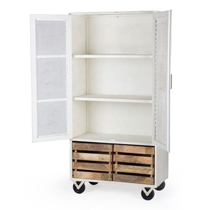 Gabinete industrial de madera de mango macizo con 2 cajones, muebles para el hogar que ahorran espacio para sala de estar, casa de campo, Bar, gimnasio - Product Image 3