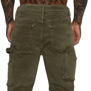 Pantalones Cargo para Hombre, Color Verde Oliva, Sólidos, Transpirables, Ropa de Trabajo, Multibolsillos, Corte Recto, Estilo Casual Urbano, Algodón, Estilo Vintage - Product Image 4