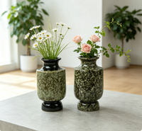 Ensemble de 2 vases en céramique pour table, décoration d'intérieur, couleur et taille personnalisables, design bohème, émail mat écologique, poignée en forme de fleur