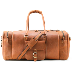 Sac de voyage sport en cuir véritable marron unisexe de taille cabine, qualité supérieure, moderne, directement du fabricant - Product Image 1