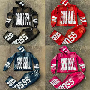 Conjunto Deportivo Unisex Casual de Felpa 100% Algodón Ecológico, con Lavado Ácido, Sudadera con Cremallera y Pantalones Deportivos con Parche Bordado - Product Image 5