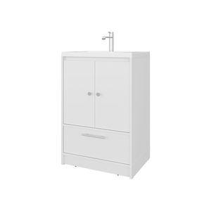Mobile Bagno Freestanding Bianco Sinclair con Lavabo, Due Ante e Cassetto Inferiore - Eleganti Mobili Bagno - Product Image 6