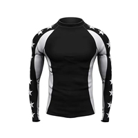 Vente en gros de rashguards pour hommes de haute qualité, imprimés, respirants, à manches longues, protection UV, antibactériens, séchage rapide, en spandex/polyester