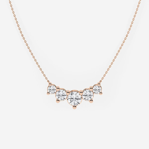 Collar de Diamantes Cultivados en Laboratorio, 5 CTW, Corte Redondo, Cinco Piedras, Estilo Demi Eternity, Joyería Elegante y Brillante para Mujer - Product Image 3